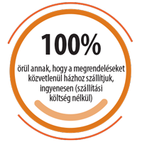 Natural Pharmaceuticals ProMan® Plus Grafika a „100%” szóval narancssárga körben, beleértve a szállítási költség nélküli megrendelések ingyenes kiszállítására vonatkozó információkat.